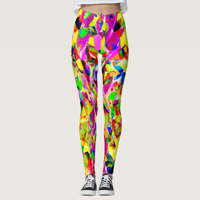 Colourful Abstract Spectrum Pattern Leggings (Front)