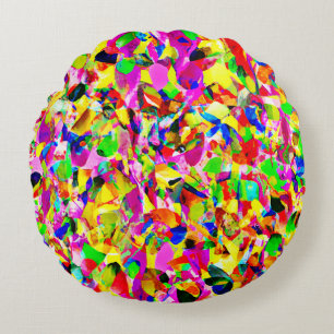 Colourful Abstract Spectrum Pattern Round Cushion