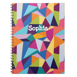 Colourful Abstract Spiral Notebook w/ Name