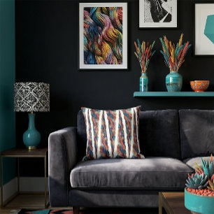 Colourful Abstract Spiralling Icicle Design Cushion