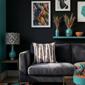 Colourful Abstract Spiralling Icicle Design Cushion