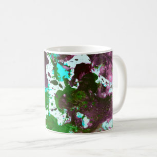 Colourful Abstract Splatter Paint Green and Purple Coffee Mug