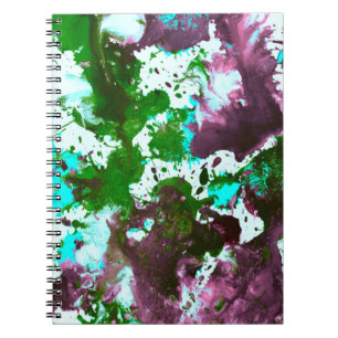 Colourful Abstract Splatter Paint Green and Purple Notebook