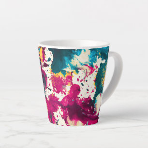 Colourful Abstract Splatter Paint Teal and Magenta Latte Mug