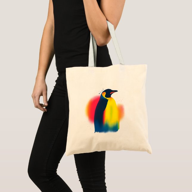 Colourful Abstract Spray Paint Penguin Silhouette Tote Bag (Front (Product))
