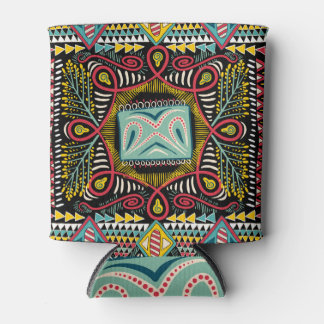 Colourful abstract: square pocket design. can cooler