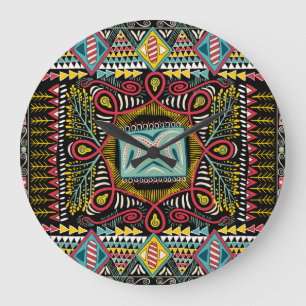 Colourful abstract: square pocket design. large clock