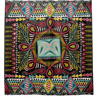 Colourful abstract: square pocket design. shower curtain