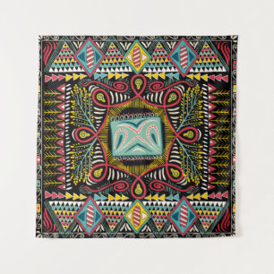 Colourful abstract: square pocket design. tapestry