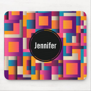 Colourful Abstract Squares and Shapes Mouse Pad