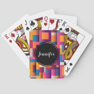Colourful Abstract Squares and Shapes Playing Cards