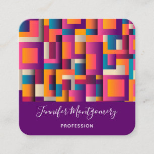 Colourful Abstract Squares and Shapes Square Business Card