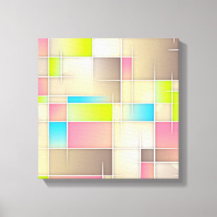 Colourful Abstract Squares Geometric Pattern Canvas Print