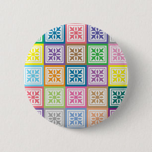 Colourful abstract squares pattern 6 cm round badge