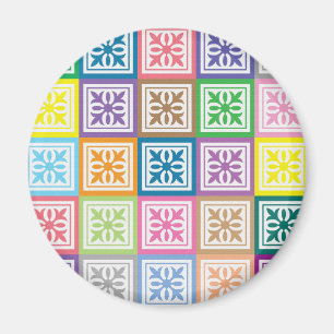 Colourful abstract squares pattern magnet