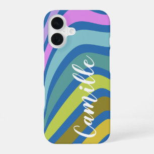 Colourful Abstract Squiggle Swirls Personalised iPhone 16 Case