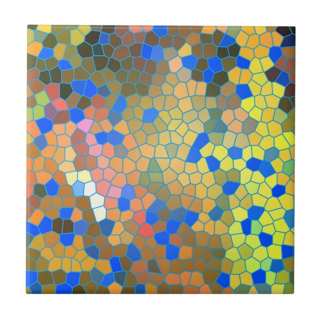 Colourful Abstract Stained Glass Art Tile (Front)