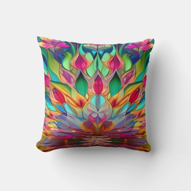 Colourful Abstract Stained Glass Cushion (Front)