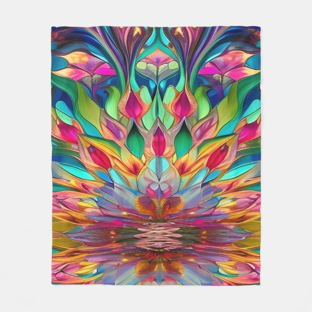 Colourful Abstract Stained Glass  Fleece Blanket (Front)