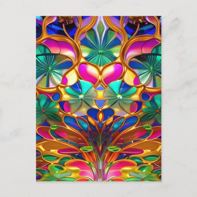Colourful Abstract Stained Glass Postcard (Front)