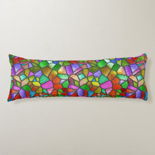 Colourful Abstract Stained Glass Window Body Cushion