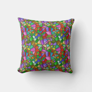 Colourful Abstract Stained Glass Window Cushion