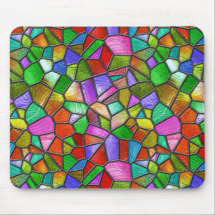 Colourful Abstract Stained Glass Window Mouse Pad