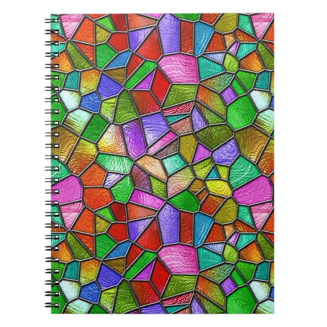 Colourful Abstract Stained Glass Window Notebook (Front)
