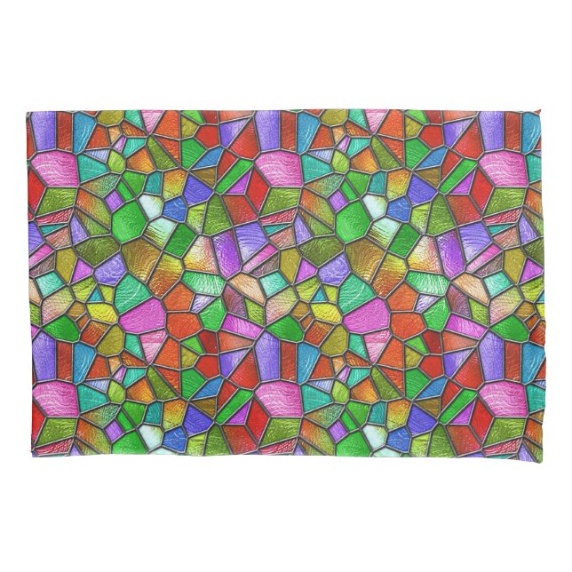 Colourful Abstract Stained Glass Window Pillowcase (Front)