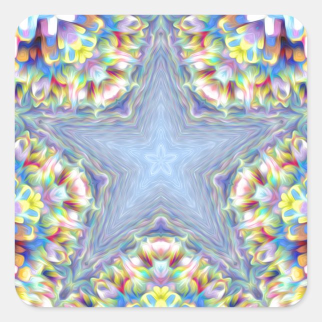 Colourful Abstract Star Square Sticker (Front)