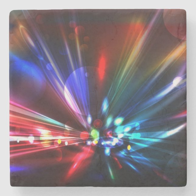 Colourful Abstract Starburst Explosion Stone Coaster (Front)