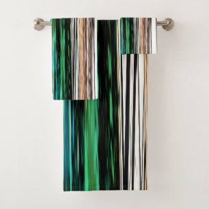 Colourful Abstract Stripes #123 Bath Towel Set