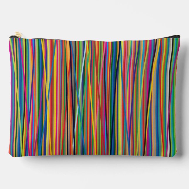 Colourful abstract stripes design accessory pouch (Front)