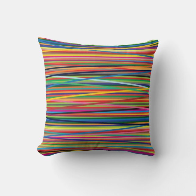 Colourful abstract stripes design cushion (Front)