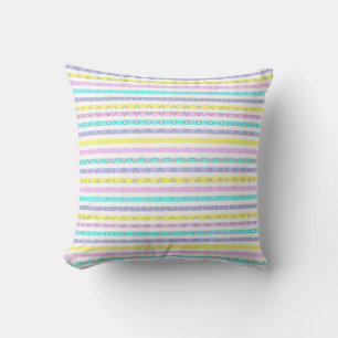 Colourful abstract stripes design cushion