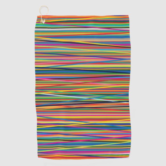 Colourful abstract stripes design golf towel (Front)
