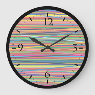 Colourful abstract stripes design large clock