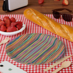 Colourful abstract stripes design paper plate