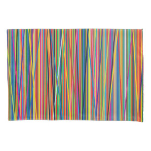 Colourful abstract stripes design pillowcase
