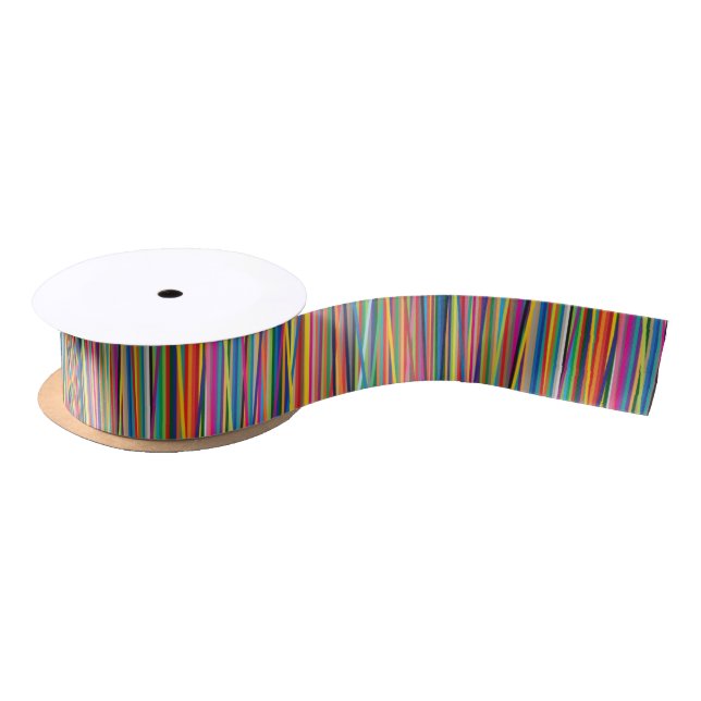 Colourful abstract stripes design satin ribbon (Spool)