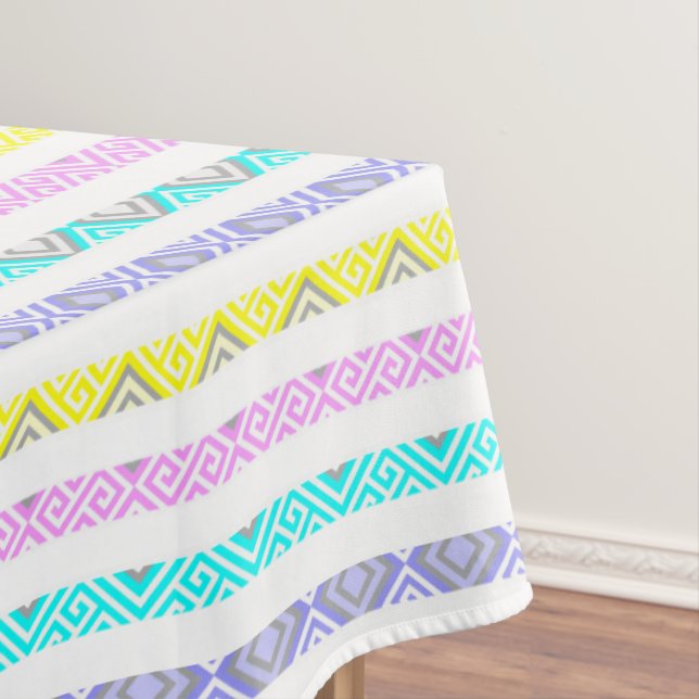 Colourful abstract stripes design tablecloth (In Situ)