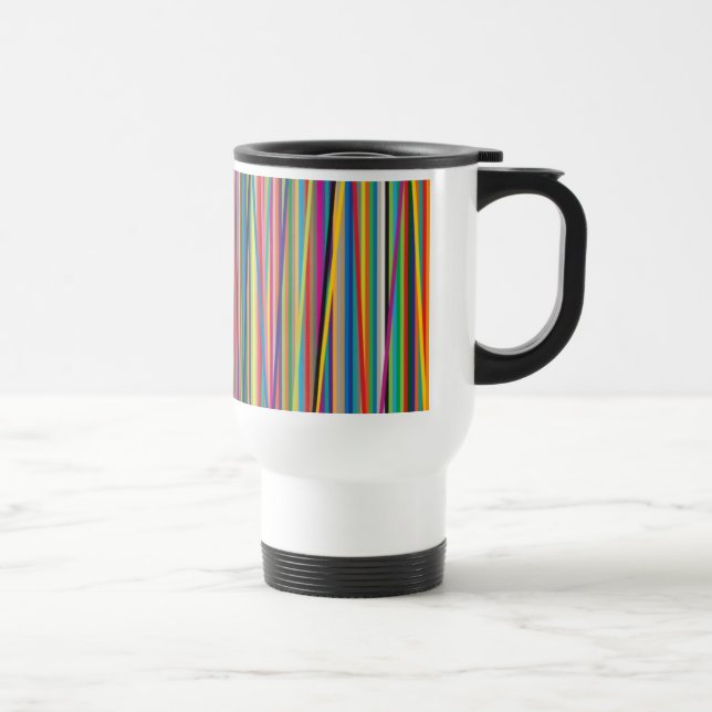 Colourful abstract stripes design travel mug (Right)