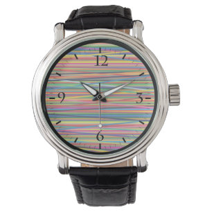 Colourful abstract stripes design watch