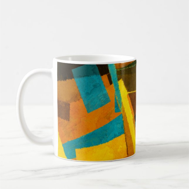 Colourful Abstract Stripes: Paint Texture Coffee Mug (Left)