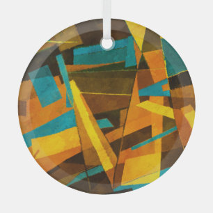 Colourful Abstract Stripes: Paint Texture Glass Tree Decoration