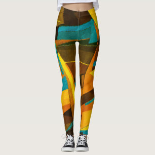 Colourful Abstract Stripes: Paint Texture Leggings
