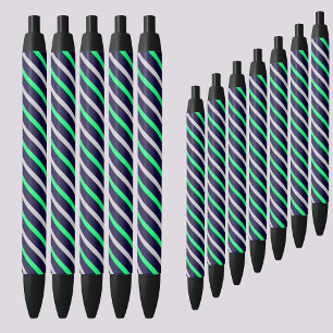 Colourful Abstract Stripes Pattern          Black Ink Pen