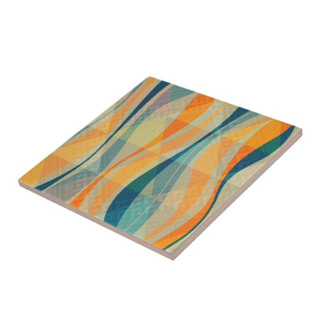 Colourful Abstract Stripes Pattern Tile (Side)