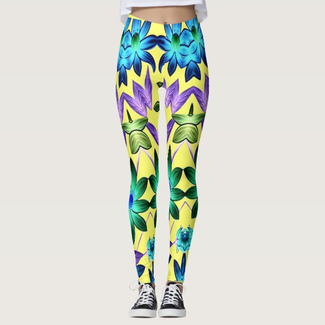 Colourful abstract stylish floral pattern  leggings (Front)