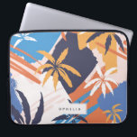 Colourful Abstract Summer Palm Tree Pattern Laptop Sleeve<br><div class="desc">Painted abstract colourful bright Summer palm tree pattern,  personalised laptop sleeve. Design features,  single template text line for your name in rectangular layered frame.</div>